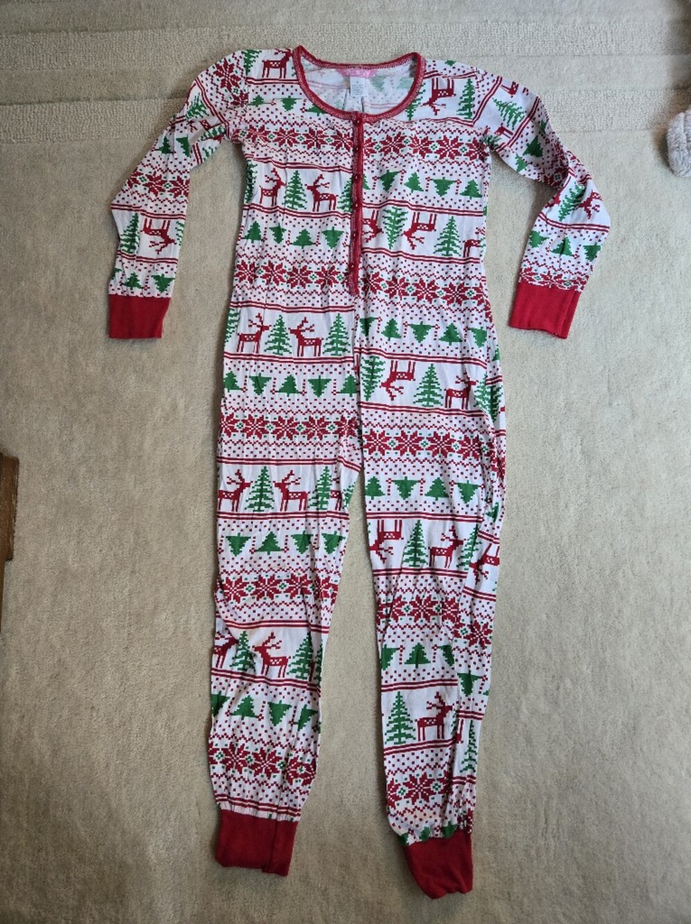 Love Loungewear Christmas Tree & Reindeer Holiday Onesie Size Small
